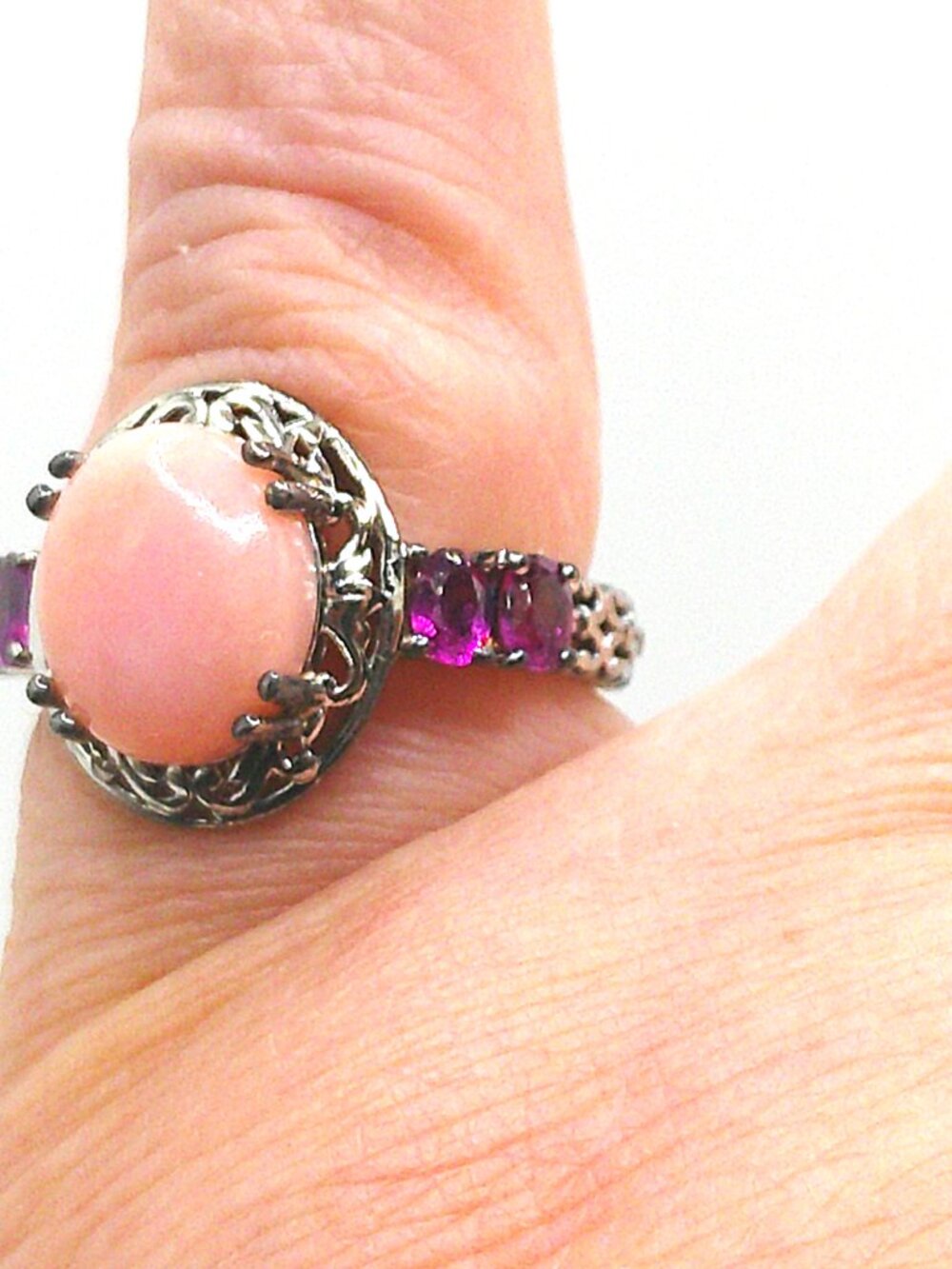 Peruvian Pink Opal Ring sz 6.75 - Picture 3 of 7